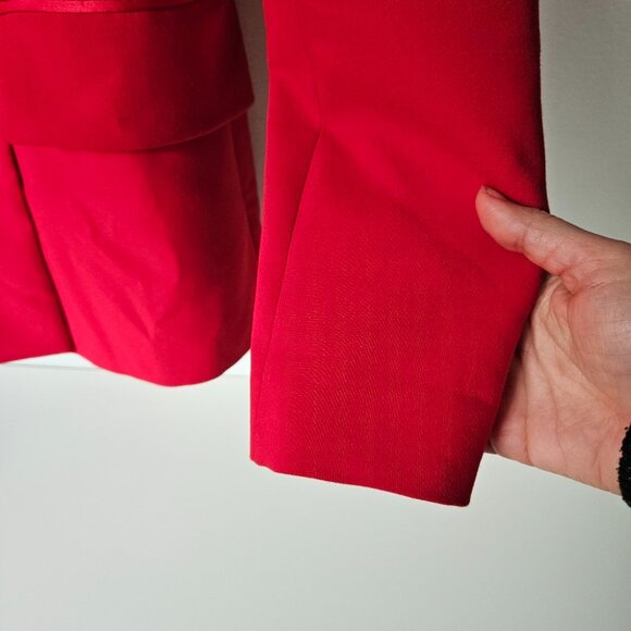 ZARA Red Tuxedo Blazer Satin Collar Jacket Sz M Double Breasted Party 7906/783 - Picture 7 of 10